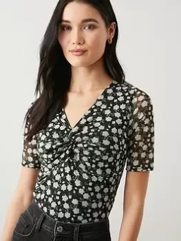 Image of Dorothy Perkins Mech V Neck Fitted Top - Multi