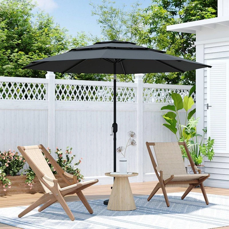 Image of Breeins Outdoor 3-Tier Umbrella with Crank Black L