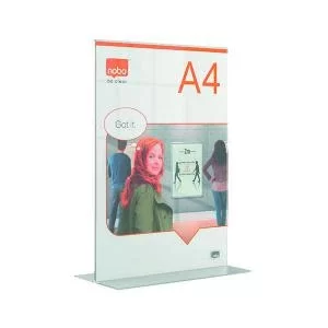 Image of Nobo A4 Counter Top Acrylic Freestanding Poster Frame Clear 1915594