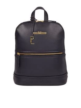 Image of Pure Luxuries London Elland Leather Zip Top Backpack - Navy