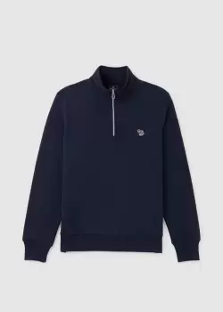 Image of Paul Smith Mens Ls Regular Fit Half Zip Zebra Sweatshirt In Blue