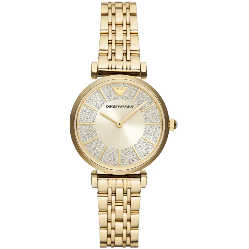 Image of Emporio Armani Womens Gianni T-Bar Two-Hand, Gold-Tone Stainless Steel Watch, Gold, Women Gold W50HT Female