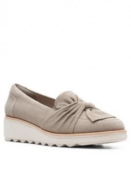 Image of Clarks Sharon Dasher Leather Wedge Loafer - Sage