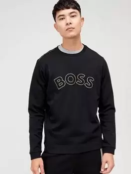 Image of BOSS Boss Salbo Iconic Logo Sweatshirt, Black, Size L, Men
