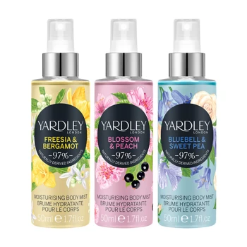 Image of Yardley Miniature Fragrance Mist Gift Set 50ml Blossom & Peach Fragrance Mist + 50ml Freesia & Bergamot Fragrance Mist + 50ml Bluebell & Sweet Pea Fra