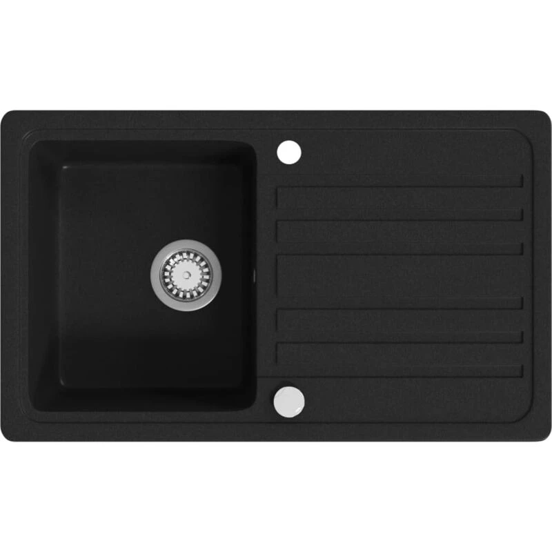 Image of VIDAXL Granite Kitchen Sink Single Basin with Drainer Reversible Black Vidaxl 141669