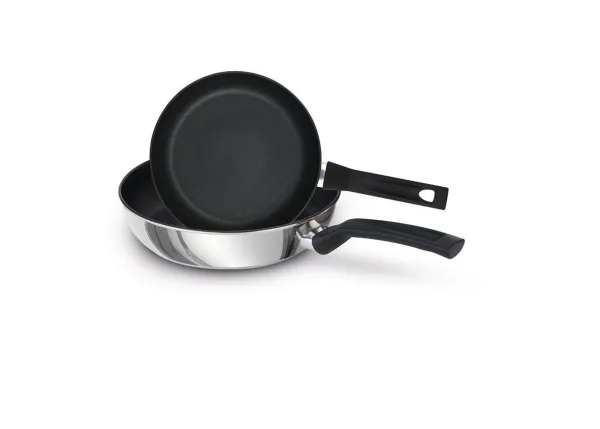 Image of Frying Pan in Stainless Steel - Dishwasher Safe, 21 & 29cm - Pack of 2