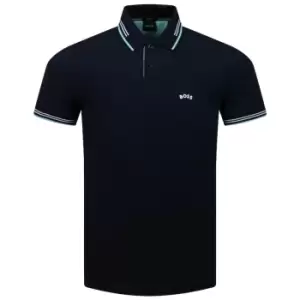 Image of BOSS Chest Logo-print Detail Polo Shirt Dark Blue