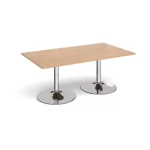 Image of Trumpet base rectangular boardroom table 1800mm x 1000mm - chrome base and beech top