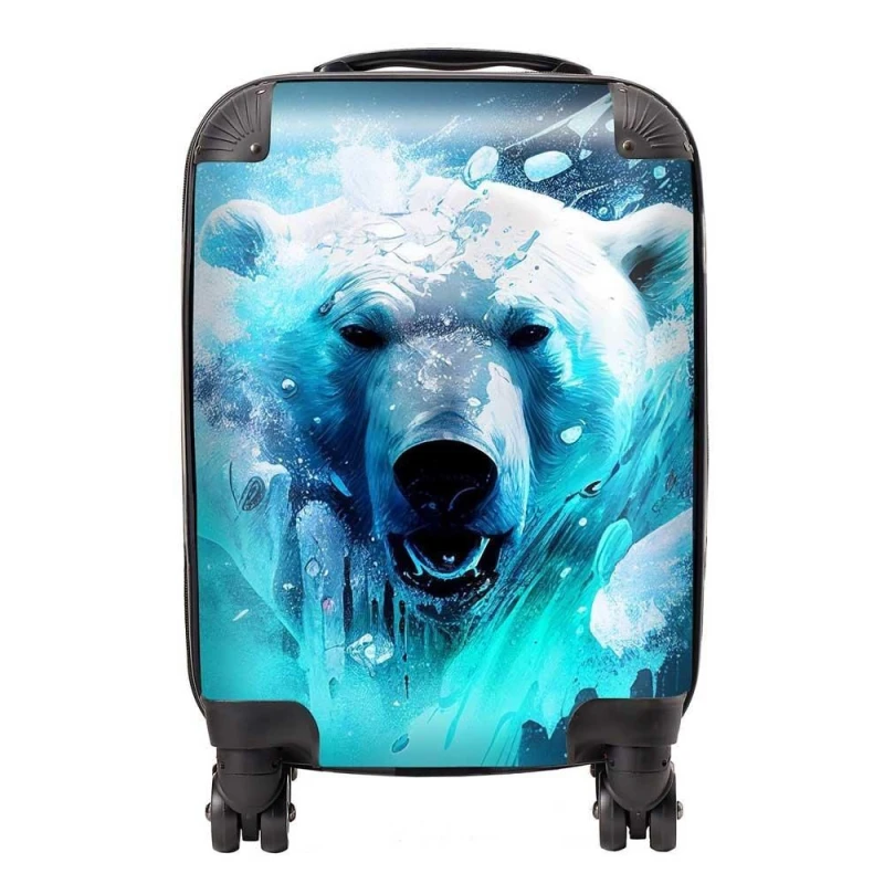 Image of Warren Reed - Designer Polar Bear Face Splashart Suitcase in Brown Size: Medium Brown Unisex Medium