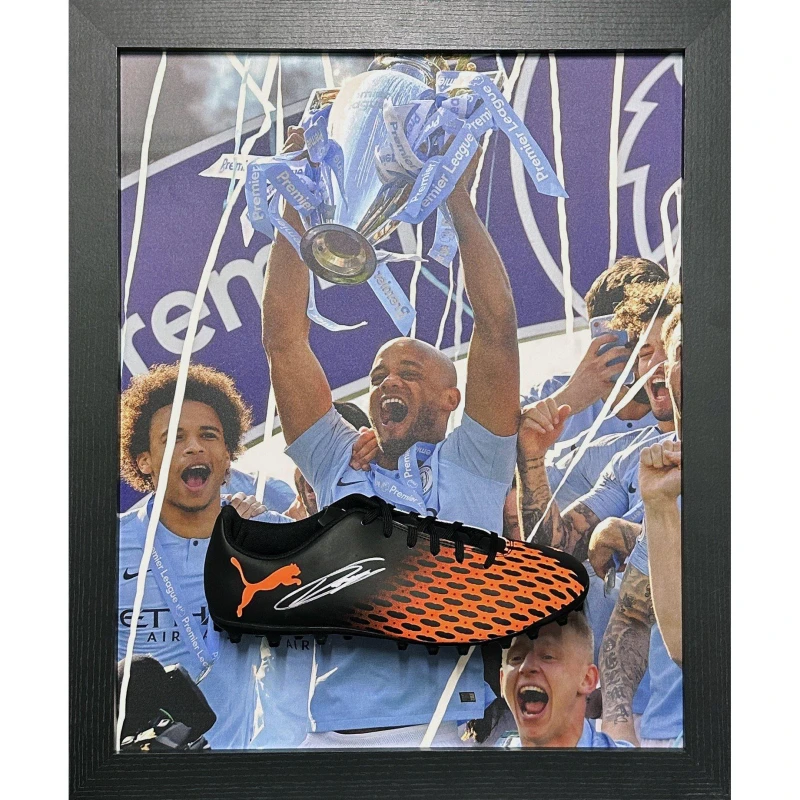 Image of Manchester City FC Vincent Kompany Manchester City signed Puma boot Blue unisex One Size