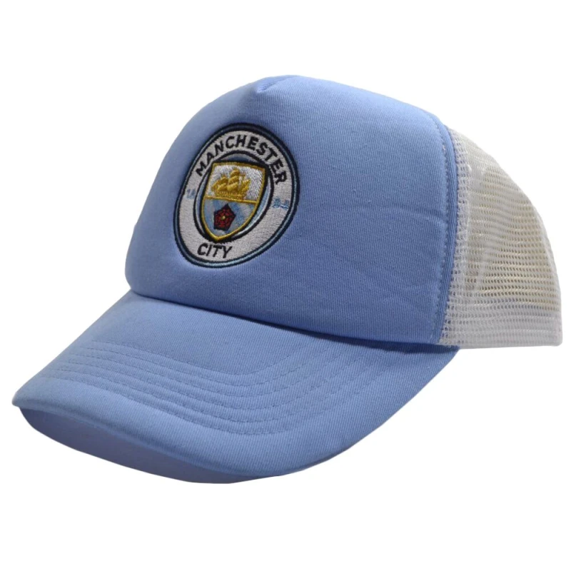 Image of Manchester City FC Mens Trucker Cap in Mid Blue Mid Blue Male One Size