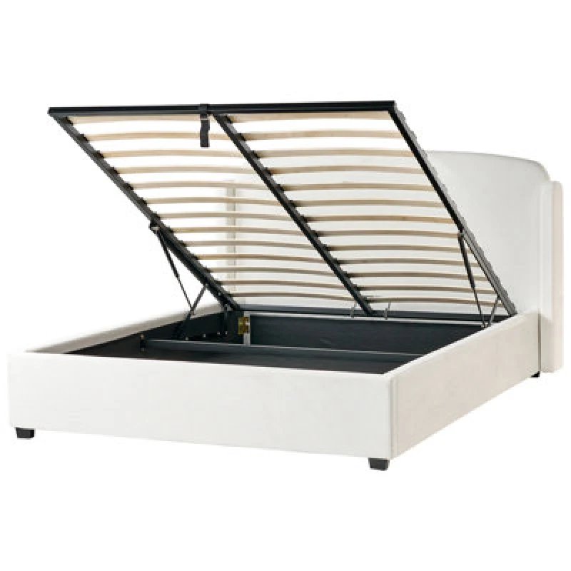 Image of Beliani Ottoman Bed Fabric Bernay 160 X 200 Cm (Eu King Size) Off-White