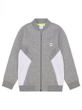 Image of Hugo Boss Box Logo Zip Through Sweatshirt Grey Size 4 Years Kids