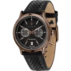 Image of Gents Maserati Legend 42mm Chr Black Dial Blk St Watch
