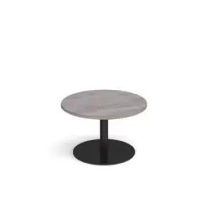Image of Monza circular coffee table with flat round Black base 800mm - grey oak