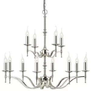 Image of Avery Ceiling Pendant Chandelier Light 12 Lamp Bright Nickel Curved Candelabra