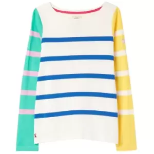 Image of Joules Womens Harbour Long Sleeve Jersey Top AW22 Cream Hotch Potch Stripe 18