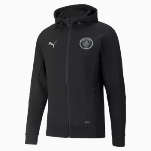 Image of PUMA Man City Casuals Mens Football Hooded Jacket, Cotton Black, size Small, Clothing