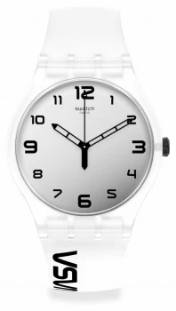 Image of Swatch New Gent SPACE RACE White Silicone Strap SUOZ339 Watch