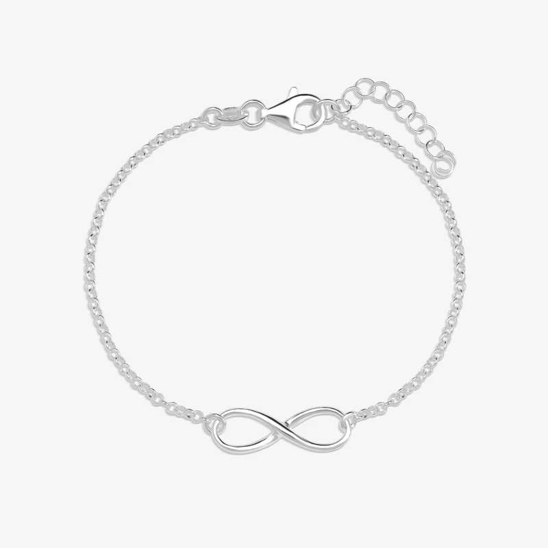 Image of Simply Silver Sterling Silver 925 Polished Fine Infinity Bracele Jewellery Sets One Size Silver 72783611000
