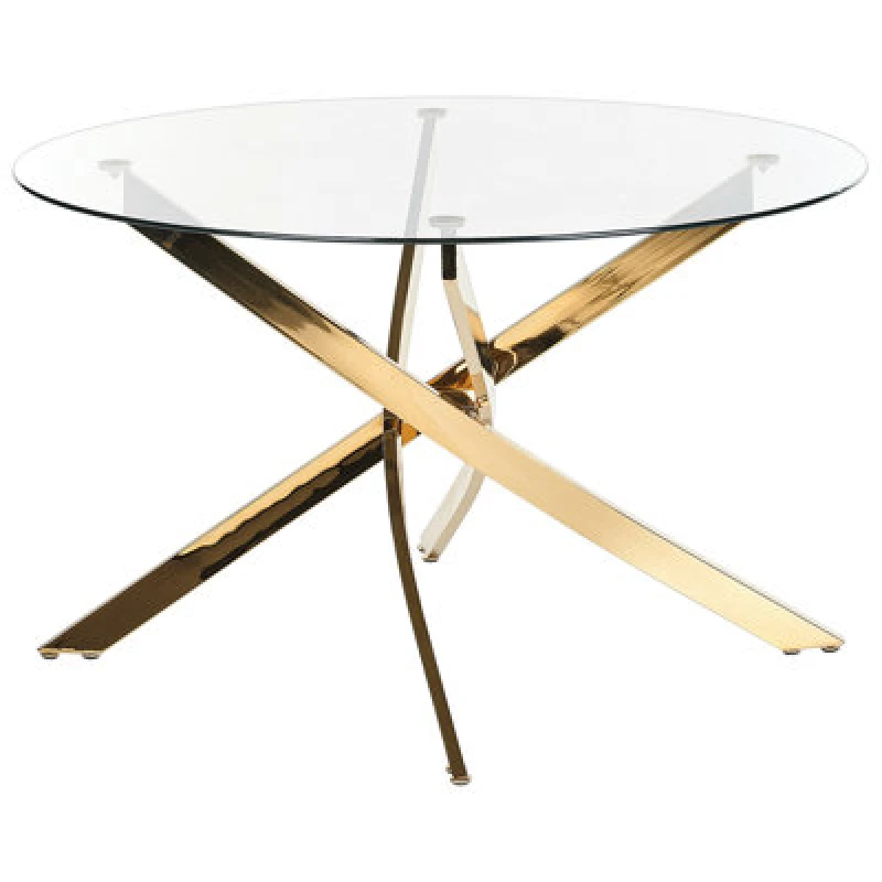 Image of Beliani Dining Table Maramo Gold 120 Cm 120 Cm Tempered Glass