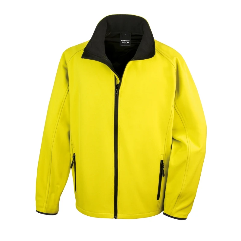 Image of Result Result Men Core Printable Softshell Jacket in Bright Yellow Size: Small Bright Yellow S Male 5054752306397
