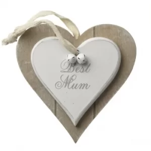 Image of Hanging Wooden Heart Best Mum by Heaven Sends