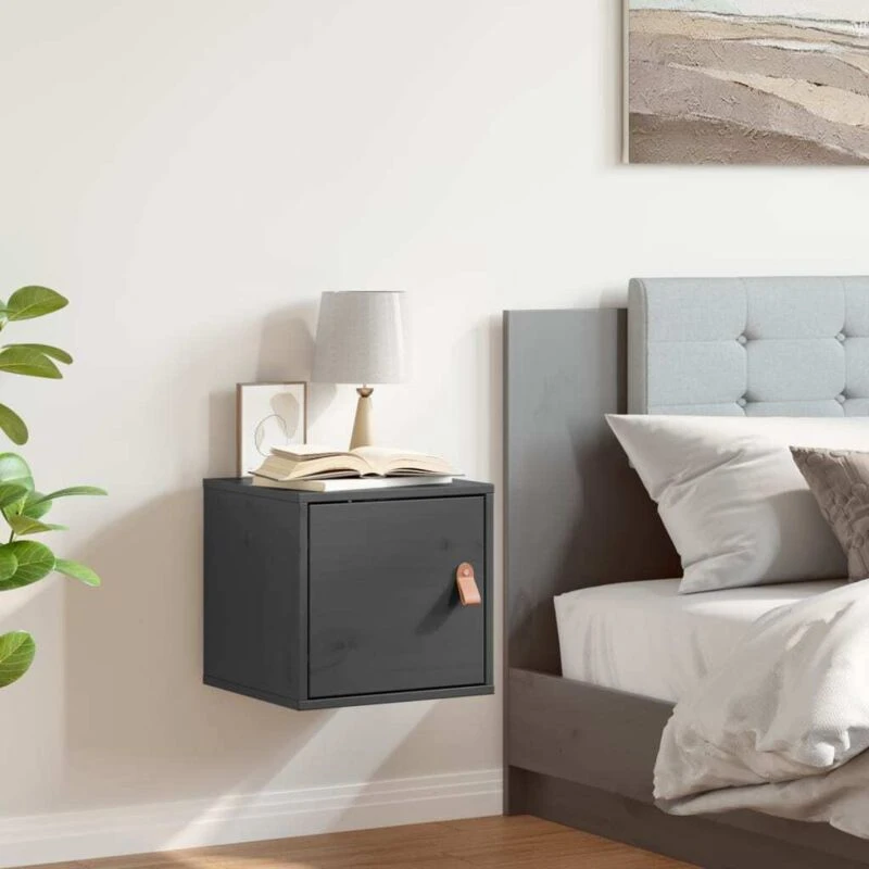 Image of Vidaxl Wall Cabinet Grey 31.5X30X30 Cm Solid Wood Pine, Grey 818359