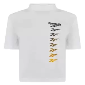 Image of Reebok Print Cropped T-Shirt - White