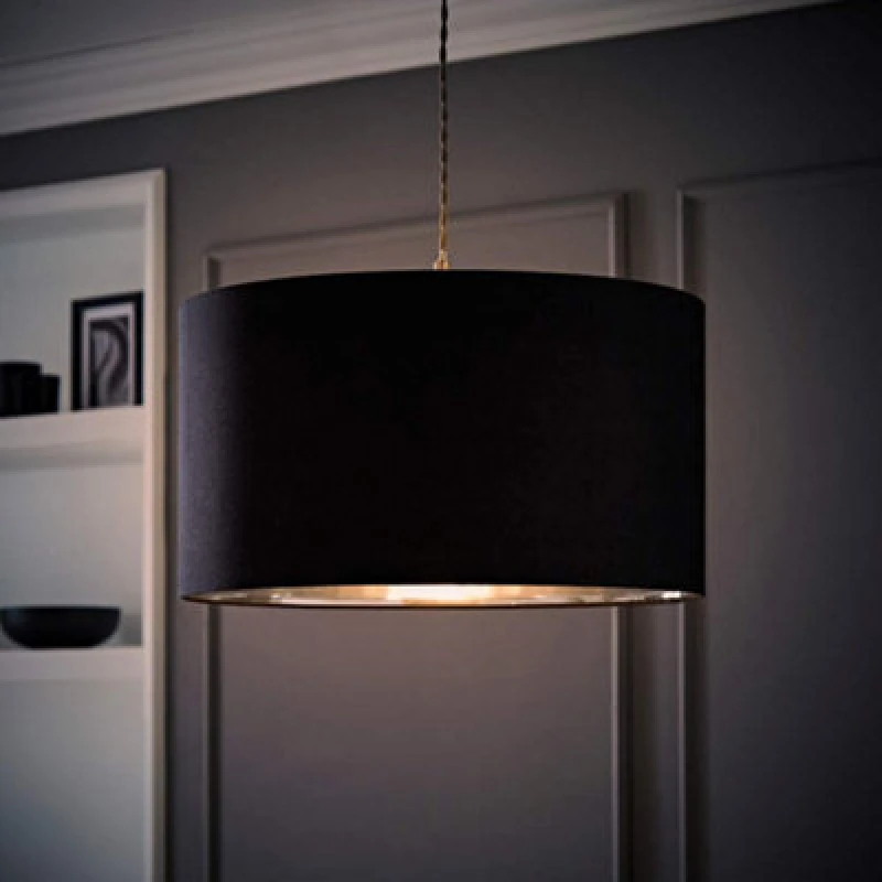 Image of ValueLights ValueLights Reni Black with Chrome Inner Easy Fit Ceiling Lamp Shade and Bulb Size: Large Black Large Unisex 5059406062247