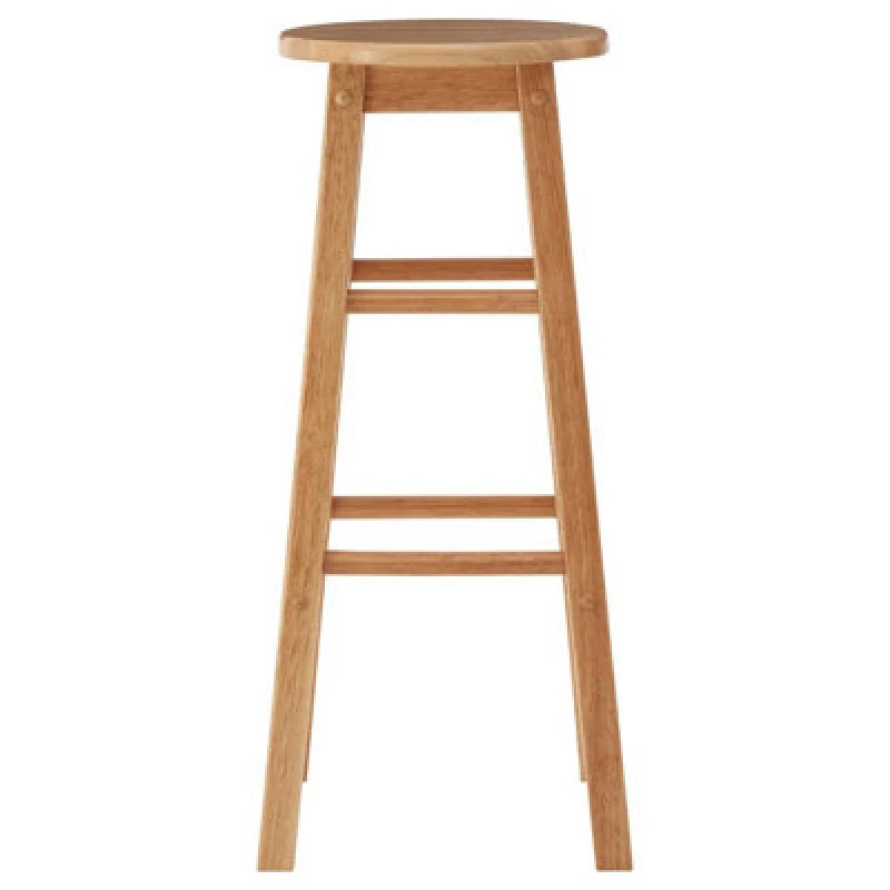 Image of Premier Housewares Interiors by Premier Sustainable Hevea Wood Tall Bar Stool, Wooden Bar Stool, Solid Wood Bar Stool, Wooden Breakfast Bar Stool Natu
