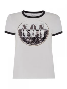 Image of Juicy Black Label Short Sleeve Two Way Sequin T Shirt White