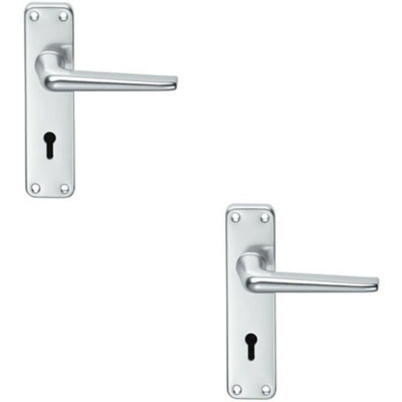 Image of Loops 2x PAIR Straight Tapered Handle on Lock Backplate 152 x 41mm Satin Aluminium Multi