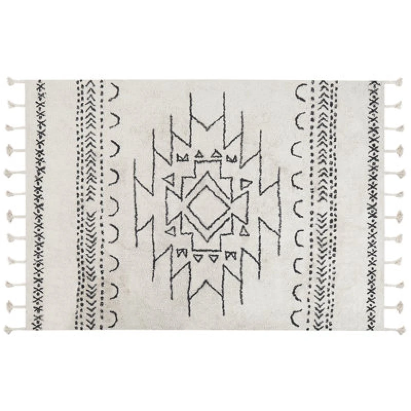 Image of Beliani Rug Khouribga Off-White 140 X 200 Cm Cotton