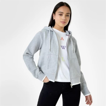 Image of Jack Wills Nellie Zip Through Logo Hoodie - Grey Marl
