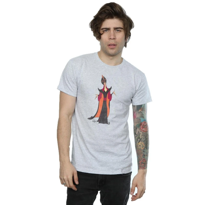 Image of Disney Men Classic Jafar T-Shirt in Grey Size: Small Grey S Male 5057245312912