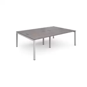 Image of Connex Double Back to Back Office Desk - 2400mm x 1600mm - White - Grey Oak