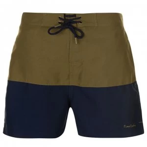 Image of Pierre Cardin Cut and Sew Swim Shorts Mens - Khaki/Navy