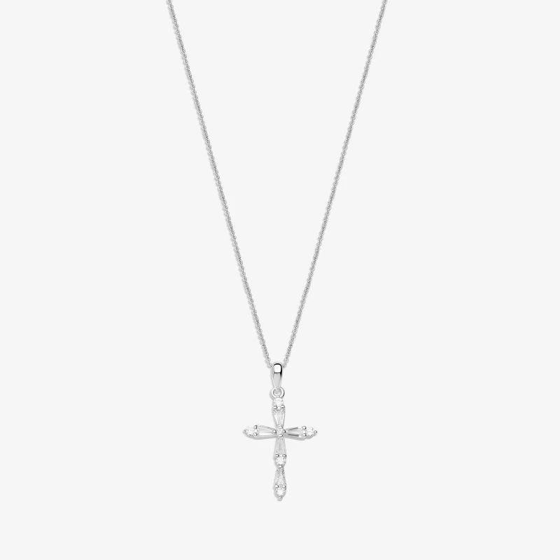 Image of Simply Silver Sterling Silver 925 CZ Cross Pendant Jewellery Sets One Size Silver 72749211000