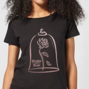 Image of Disney Beauty And The Beast Rose Gold Womens T-Shirt - Black - M