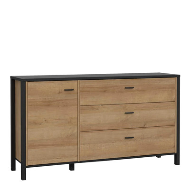 Image of Furniture To Go High Rock Sideboard In Matt Black/riviera Oak