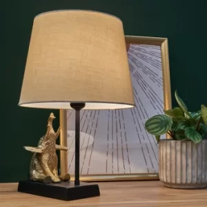 Image of Indali Baby Elephant Brass and Black Table Lamp with Beige Aspen Shade
