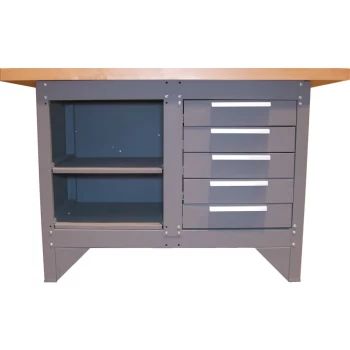 Image of 5-Drawer Cabinet & Shelved Workbench