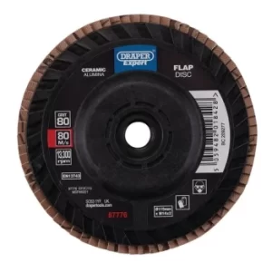 Image of Draper Expert Ceramic Flap Disc, 115mm, M14, 80 Grit