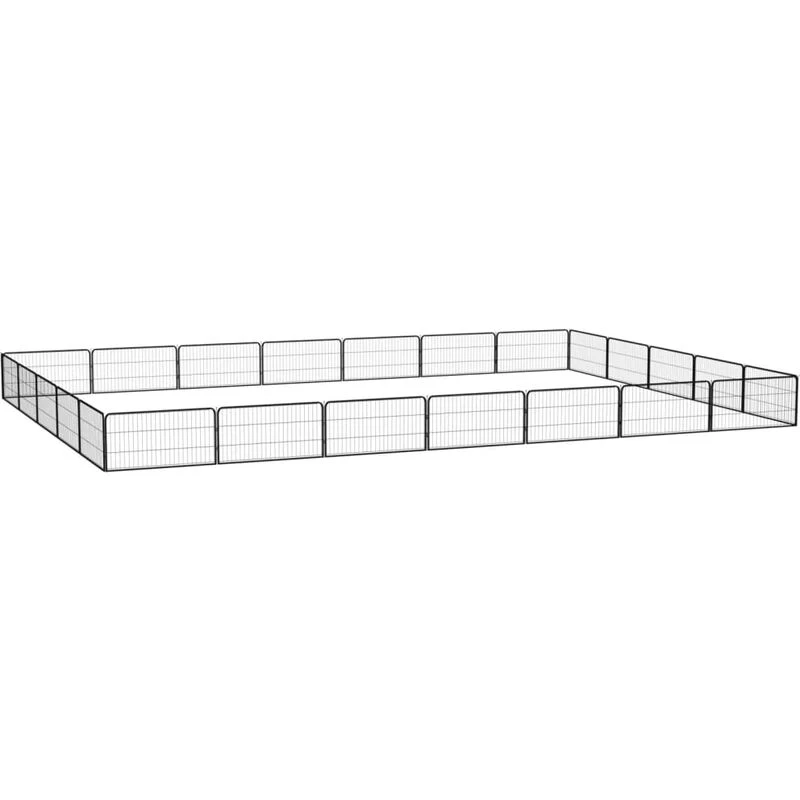 Image of VIDAXL 24-Panel Dog Playpen Black 100x50cm Powder-coated Steel Vidaxl 8720287159049
