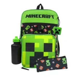 Image of Minecraft TNT Creeper Backpack Set (Pack of 5) (One Size) (Black/Green)