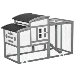 Image of PawHut Deluxe Chicken Coop, Hen House, Wooden Poultry Cage w/ Outdoor Run, Nesting Box, Removable Tray, Openable Roof, 140 x 67 x 88.5cm
