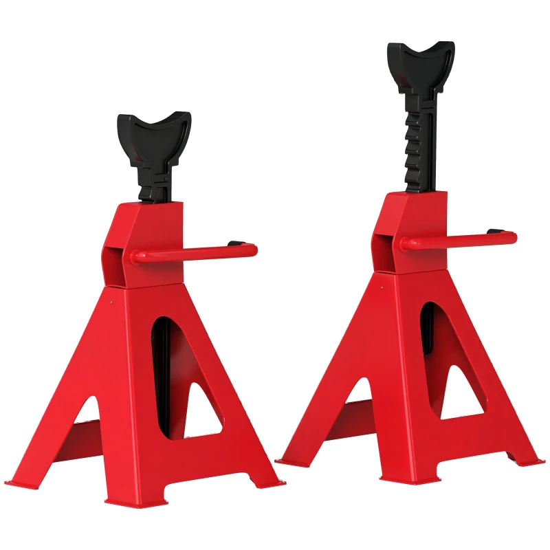 Image of HOMCOM HOMCOM 3 Ton Axle Stands, Adjustable Car Jack Stands, Pack of 2, Red Red One Size Unisex 5063603526341