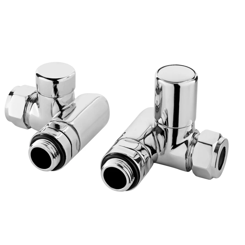 Image of Balterley Corner Minimalist Dual Fuel Round Radiator Valves Pair Chrome Silver